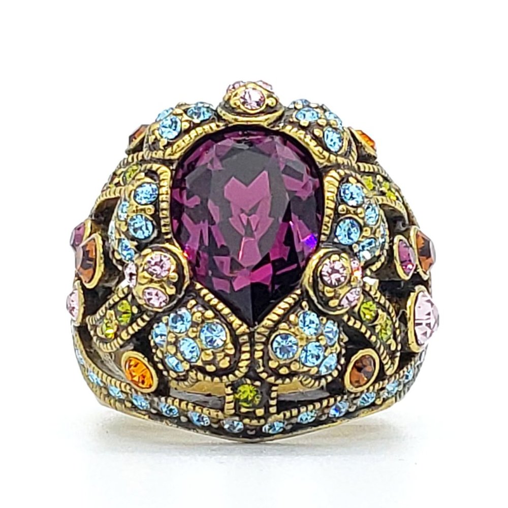 Heidi Daus Swarovski Crystal Dome Cocktail Ring Size 9.5